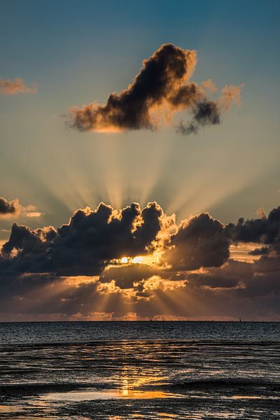 Coucher de soleil sur la mer des Wadden près de Harlingen par Harrie Muis