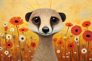 Meerkat Orange Art | Meerkat by Wonderful Art