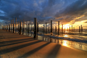 Palendorp Petten bei Sonnenuntergang