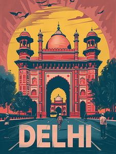 Delhi majestueuse : l'affiche du coucher de soleil de l'emblématique porte d'entrée