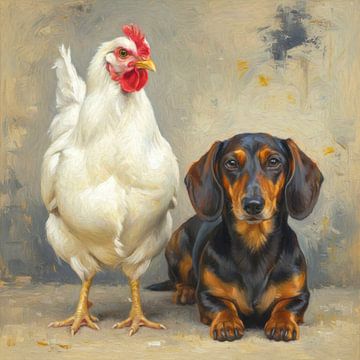 Chicken and dachshund