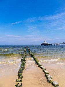 Buhne und Seebrücke in Heringsdorf auf der Insel Usedom