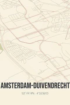 Vintage landkaart van Amsterdam-Duivendrecht (Noord-Holland) van MijnStadsPoster