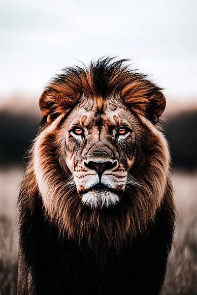 Majestic lion in close-up by Art & Soul Creations
