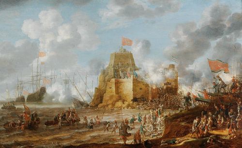 Een kustlandschap met Turkse soldaten, Bonaventura Peeters de Oude