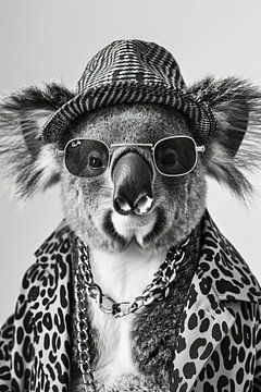 Stijlvolle koala met hoed en zonnebril poseert voor de foto van Felix Brönnimann