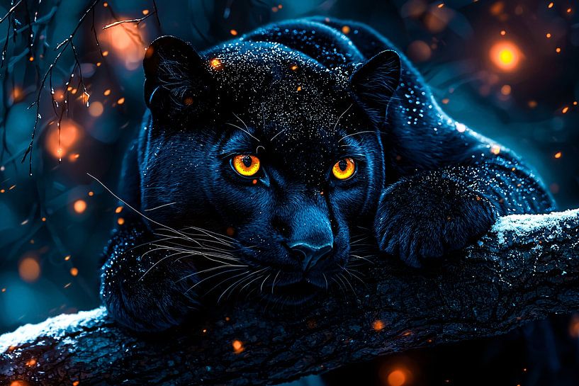 Zwarte panter met magische ogen van Art & Soul Creations