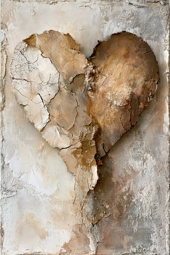 Cream Heart Abstract Painting – Delicate Japandi