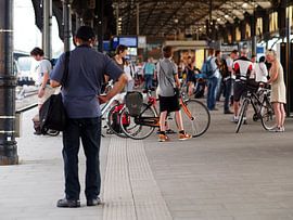 Warten am Bahnhof Nijmegen von Edwin Arendts