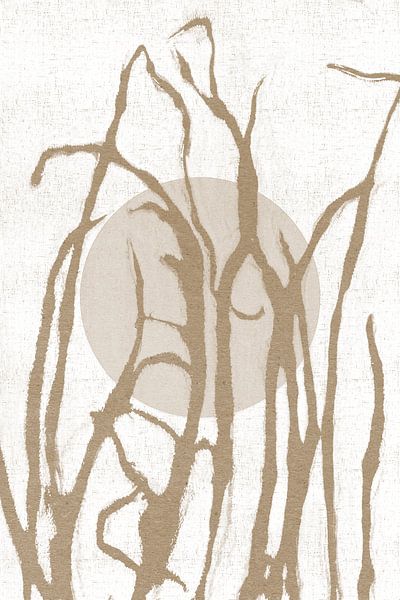 Ikigai. Soleil et herbe. Art zen abstrait. Style japonais dans des teintes terreuses. par Dina Dankers