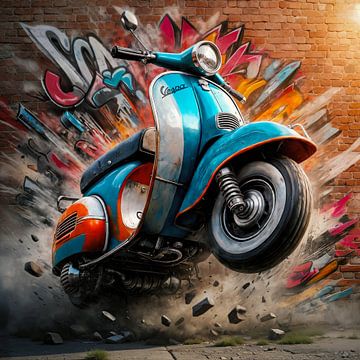 Graffiti scooter van Silvio Schoisswohl