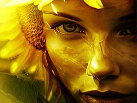 Fantasie Porträt Frau mit Blumen von Egon Zitter