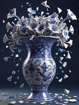 art modern delft blauw vaas. van J.a Dijkstra