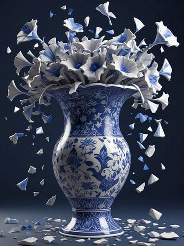 art modern delft blauw vaas.