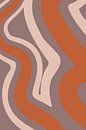 Retro vloeiende lijnen. Minimalistische abstracte kunst in roze, terra en paars nr. 8 van Dina Dankers thumbnail
