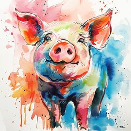 cochon de ferme abstrait sur Gelissen Artworks