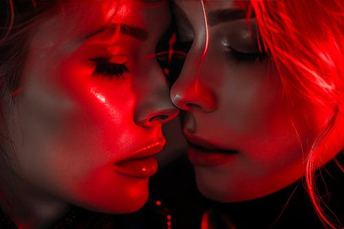 Liefde en passie met intensiteit van rode reflecties