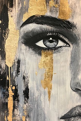 Abstract schilderij van vrouwenoog