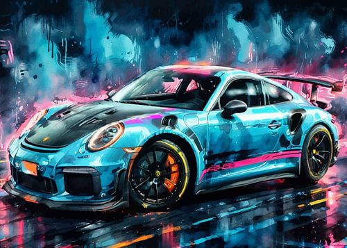Porsche 911 GT3 RS Blauw met zwarte accenten Neon