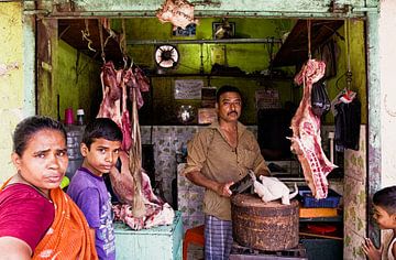 Slager in sloppenwijk India van Vincent van Kooten