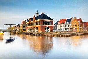 Village view of Esonstad in Oostmahorn, Netherlands,  just after sunrise