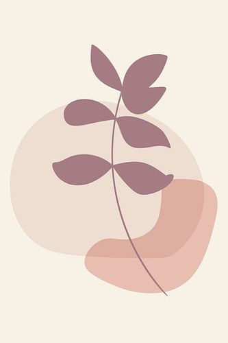 Modern boho botanisch. Bladeren in pastelkleuren. Zand, zalmroze, beige 3