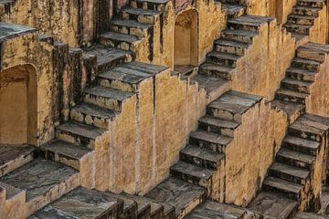 Traditional stepwell at Nahargarh-Fort in Jaipur, Rajasthan, India. by Tjeerd Kruse