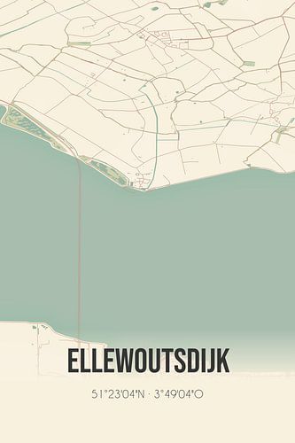Alte Landkarte von Ellewoutsdijk (Zeeland)