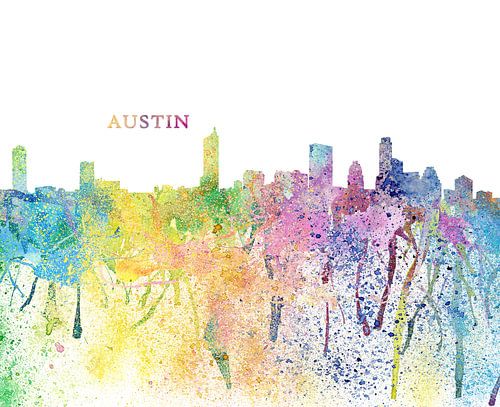Austin Texas Skyline Silhouette Impressionistisch