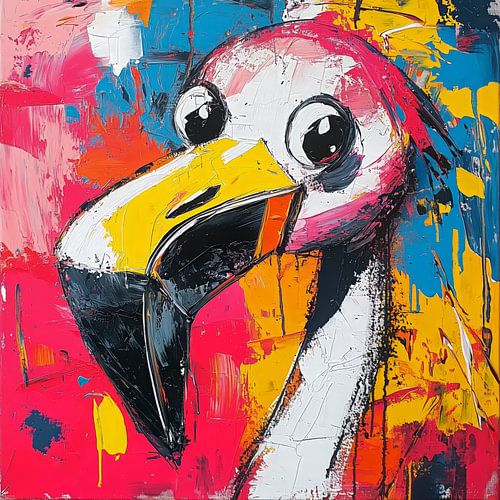 Kleurrijke Flamingo met Grote Ogen