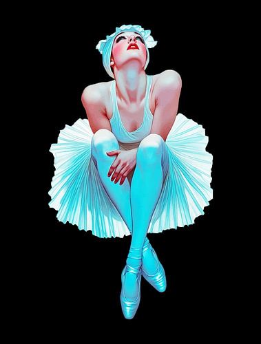 Elegante Ballerina Muur Kunst - Gracieuze Ballet Danseres in Witte Tutu Schilderij Print