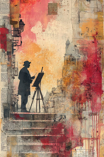 Montmartre Atelier – Vibrant Painting in Pink