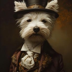 dog in Victorian dress by Gelissen Artworks