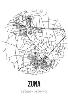 Zuna (Overijssel) | Landkaart | Zwart-wit van MijnStadsPoster