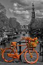 Orange Fahrrad auf Amsterdam Brücke von Foto Amsterdam/ Peter Bartelings Miniaturansicht