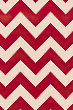 Creme Wit en Rood Art Deco Zigzag Patroon van Whale & Sons