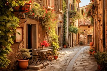 Italy Tuscany Mediterranean alleyway art design by Animaflora PicsStock