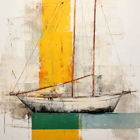 Zeilboot abstract werk van Hetty Lamboo