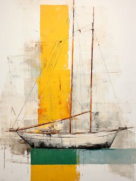 Zeilboot abstract werk van Hetty Lamboo