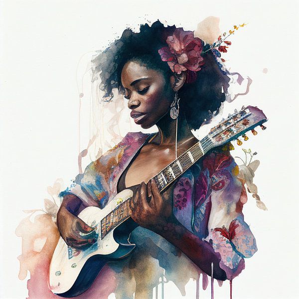 Aquarell-Musikerin #2 von Chromatic Fusion Studio