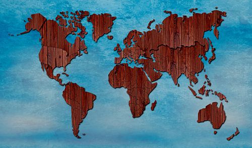 Werldkaart hout