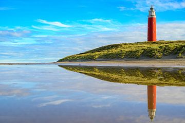 Texel lighthouse in the dunes during a calm autumn afternoon by Sjoerd van der Wal Photography