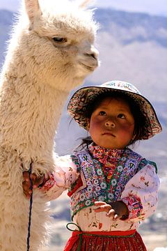 Peruvian Girl with her Alpaca