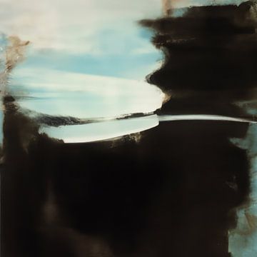 Modernes Abstraktes in Schwarz, Weiß und Hellblau von Studio Allee