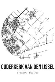 Ouderkerk aan den IJssel (Zuid-Holland) | Landkaart | Zwart-wit van Stad & Wand
