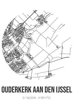 Ouderkerk aan den IJssel (Zuid-Holland) | Landkaart | Zwart-wit van Rezona