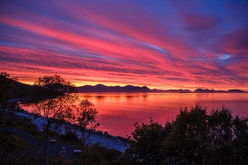 Zonsondergang op de Vesterålen in Noorwegen