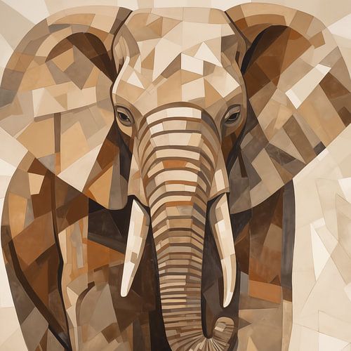 Olifant in kubistische vormen