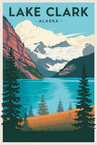 Lake Clark, Alaska Vintage Travel Poster by Poster Art Shop