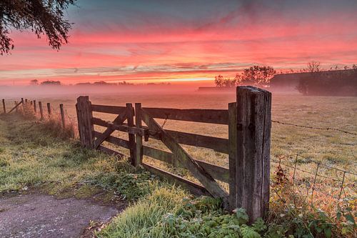 Hollands Polderlandschap en zonsopkomst